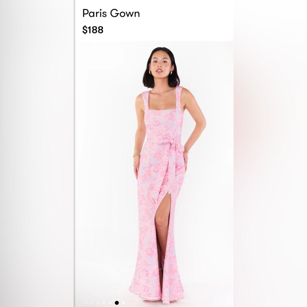 show me your mumu Paris Dress Blushing Floral Stretch High Slit No Belt XS Woman